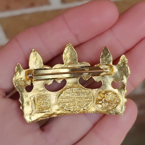 👑 Vintage DMKC Sainte Chappelle Paris Monument Crown Brooch - Picture 7 of 8